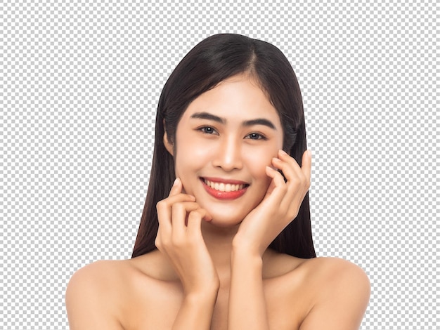 Beautiful Young Asian woman with clean fresh skin Beauty and skincare concept Psd file