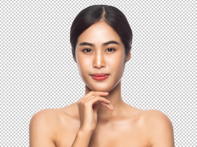 Beautiful Young Asian woman with clean fresh skin Beauty and skincare concept Psd file