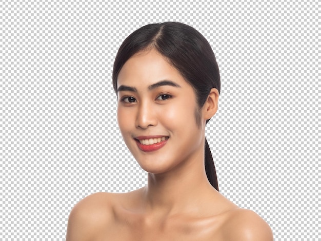 Beautiful young asian woman with clean fresh skin beauty and skincare concept psd file