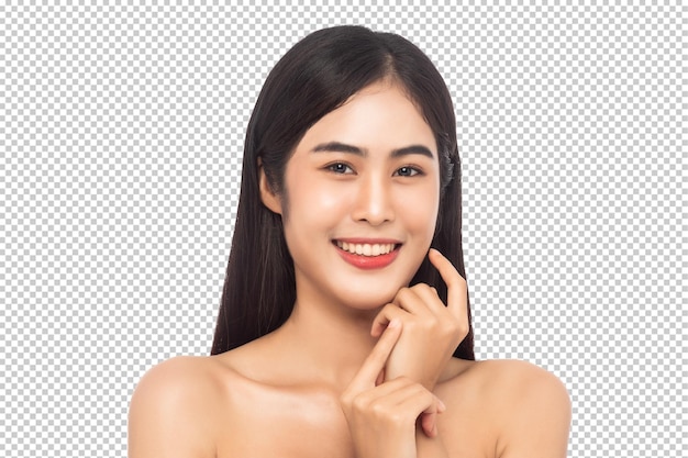 Beautiful Young Asian woman with clean fresh skin Beauty and skincare concept Psd file