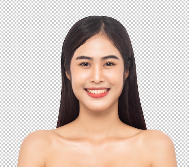 Beautiful Young Asian woman with clean fresh skin Beauty and skincare concept Psd file