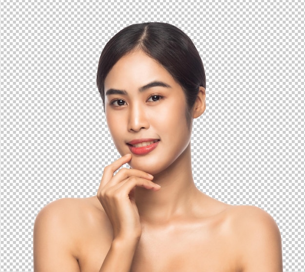 PSD beautiful young asian woman with clean fresh skin beauty and skincare concept psd file