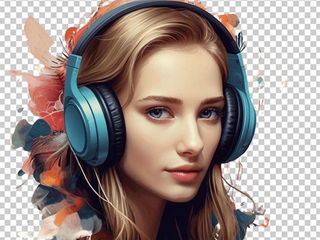 PSD beautiful young girl with headphone