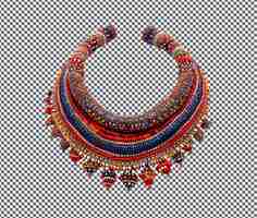 PSD beautiful zinsou decorative beaded necklace isolated on transparent background