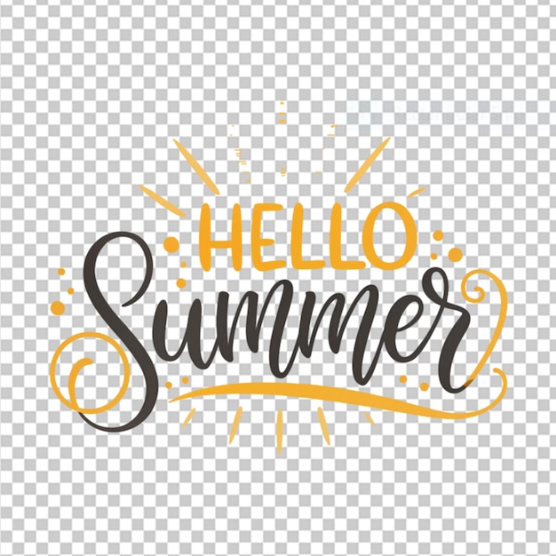 PSD beautifull hello summer text on transparent background
