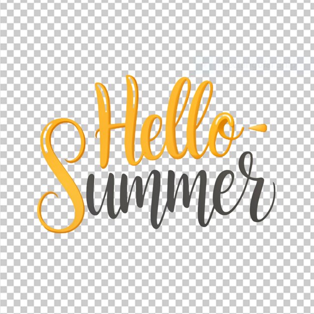 PSD beautifull hello summer text on transparent background