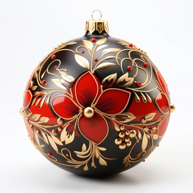 Beautifully painted christmas ball on a transparent or white background