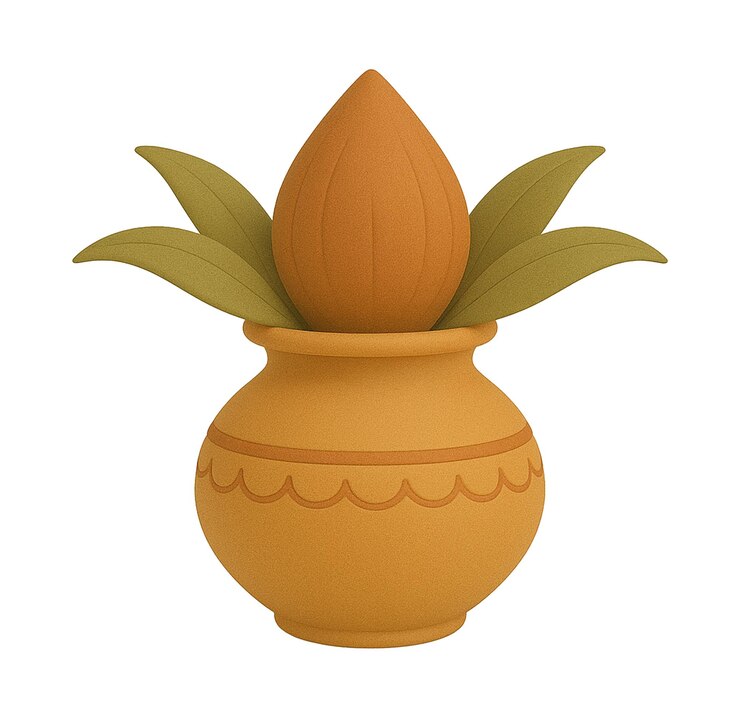 PSD a beautifully rendered 3d cartoon illustration of a kalash pot a symbol of hindu rituals