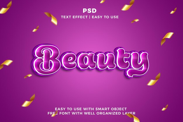 PSD beauty 3d editable photoshop text effect style psd with background