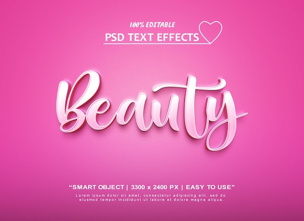 PSD effetto di testo psd modificabile di bellezza 3d