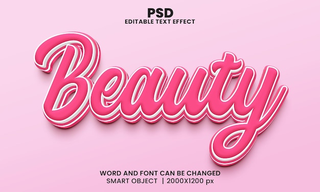 Beauty 3d editable text effect Premium Psd with background