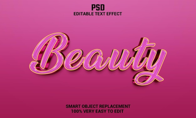 Effetto di testo modificabile di bellezza 3d con sfondo psd premium