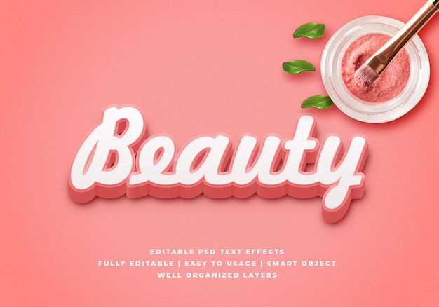 Beauty 3d text style effect mockup