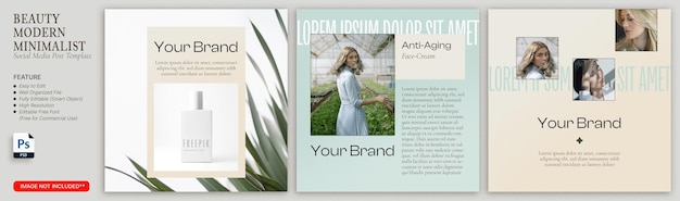 Beauty artist modern minimalist social media post template set