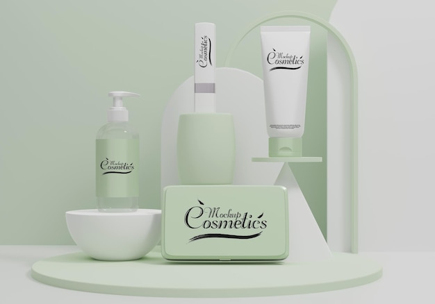 Beauty care cosmetic product mockup set