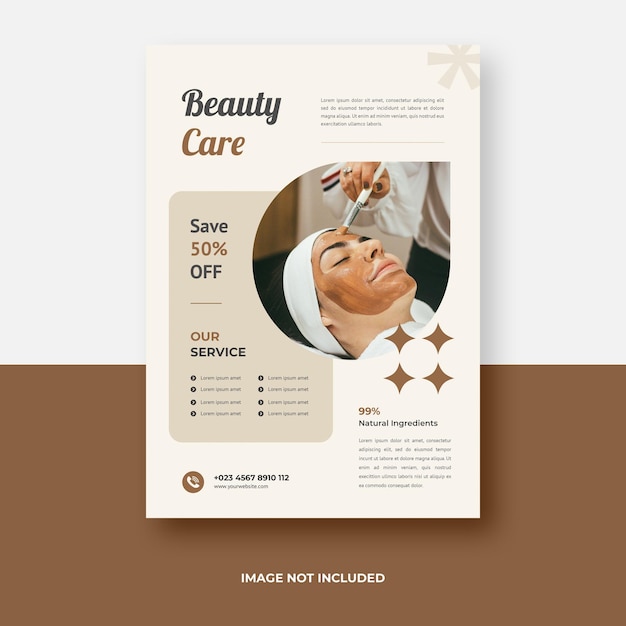 Beauty Care Flyer Template Design A4