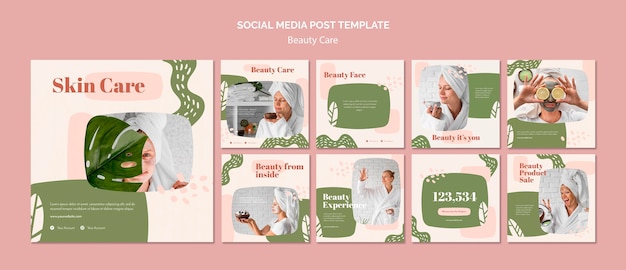 beauty care social media post template