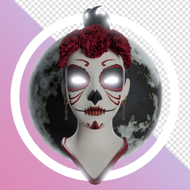 PSD cartone animato 3d di bellezza catrina