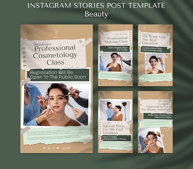 PSD beauty class instagram stories template