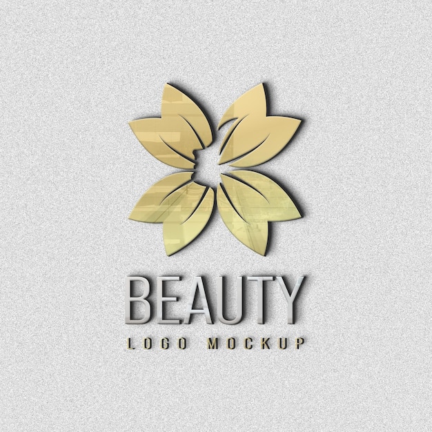 PSD beauty close up on logo mockup design on wall