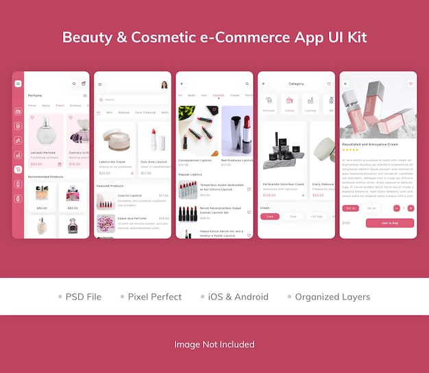 Kit di interfaccia utente e-commerce per cosmetici di bellezza