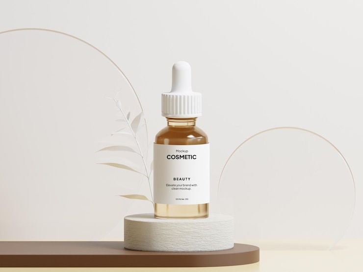 PSD beauty cosmetic packaging product mockup serum skin care bottle