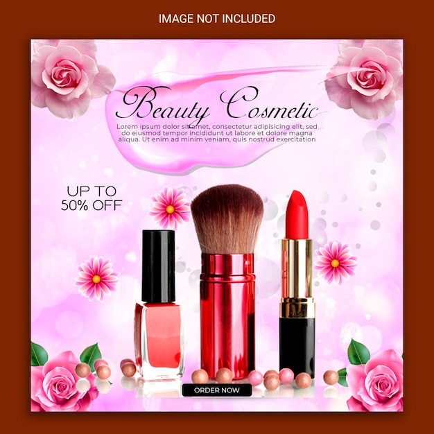 Beauty cosmetic social media promo post template