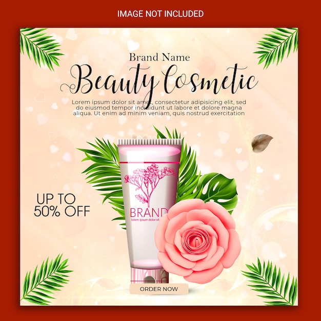 PSD beauty cosmetic social media square template design