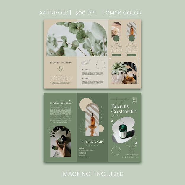 Beauty cosmetic trifold brochure