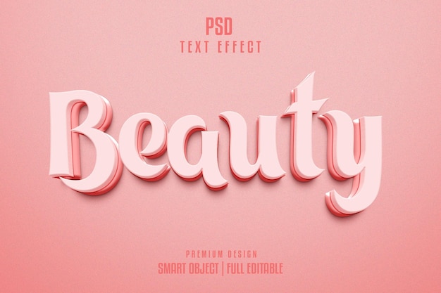 PSD 아름다움 편집 가능한 3d 텍스트 효과 분홍색