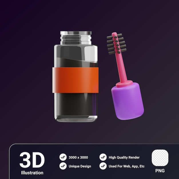 PSD beauty and fashion object mascara 3d illustration