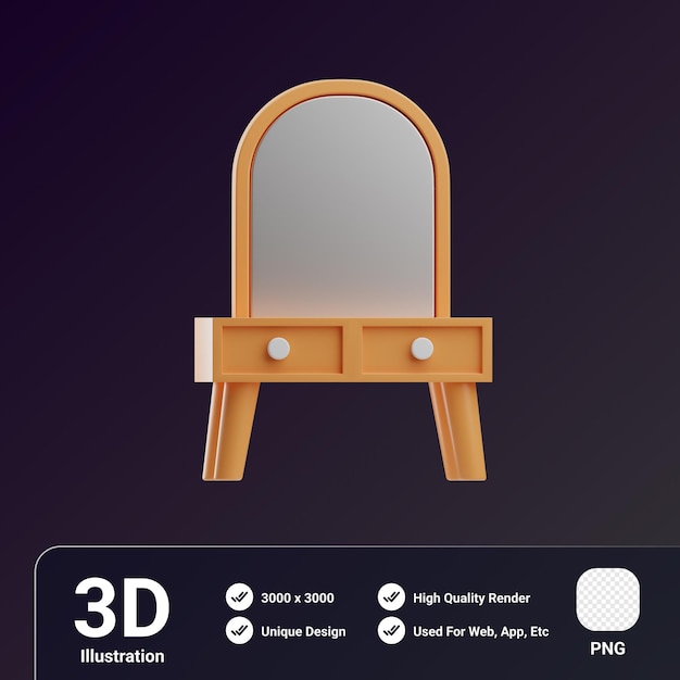 PSD beauty and fashion object mirror 3d illustration