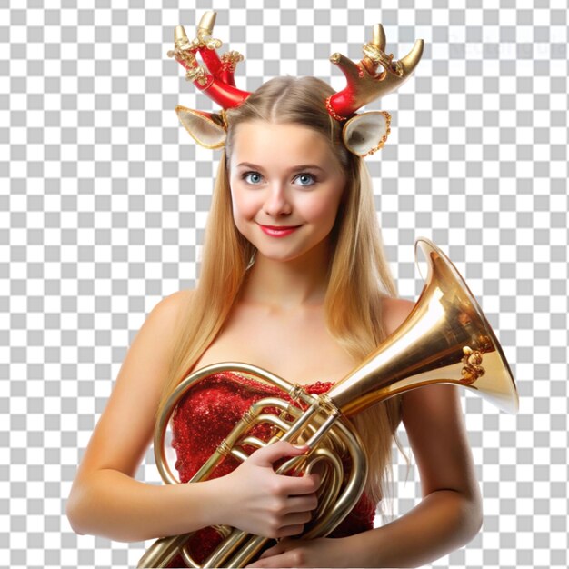 PSD beauty girl with horn on transparent background