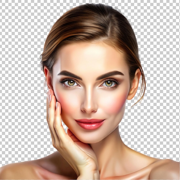 PSD beauty healthy skin woman touching her face