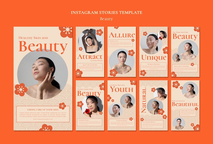 PSD 花と美容instagramストーリーコレクション