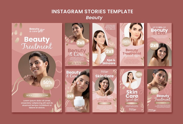 PSD modello di progettazione di storie di instagram di bellezza