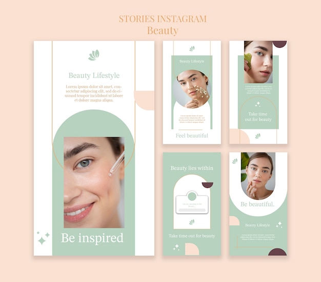 beauty instagram stories template set