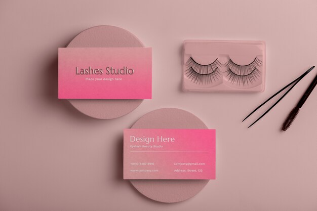 PSD beauty lashes business card mockup