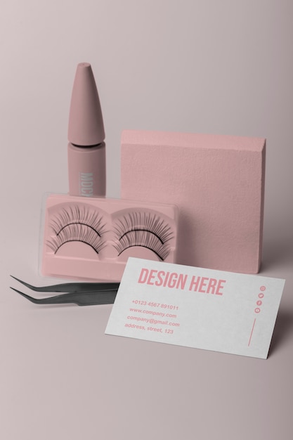 PSD beauty lashes business card mockup