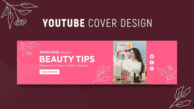 beauty and lifestyle youtube banner and cover design template