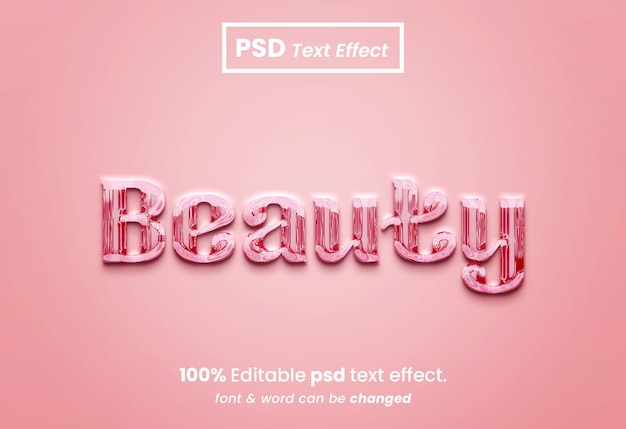 PSD ビューティー リキッド 3d テキスト効果 光沢のあるテキスト効果