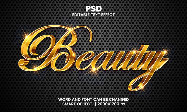 beauty luxury 3d editable photoshop text effect style with modern background