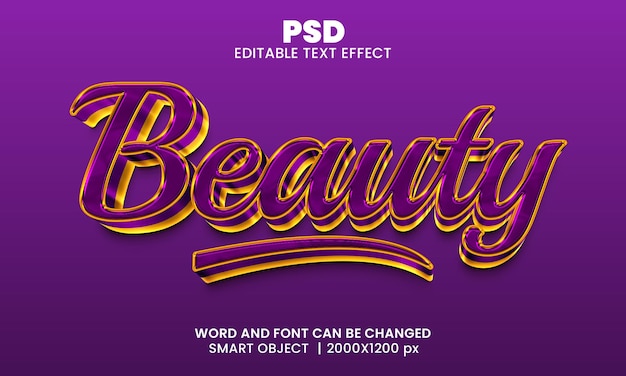 Beauty luxury 3d editable text effect premium psd with background