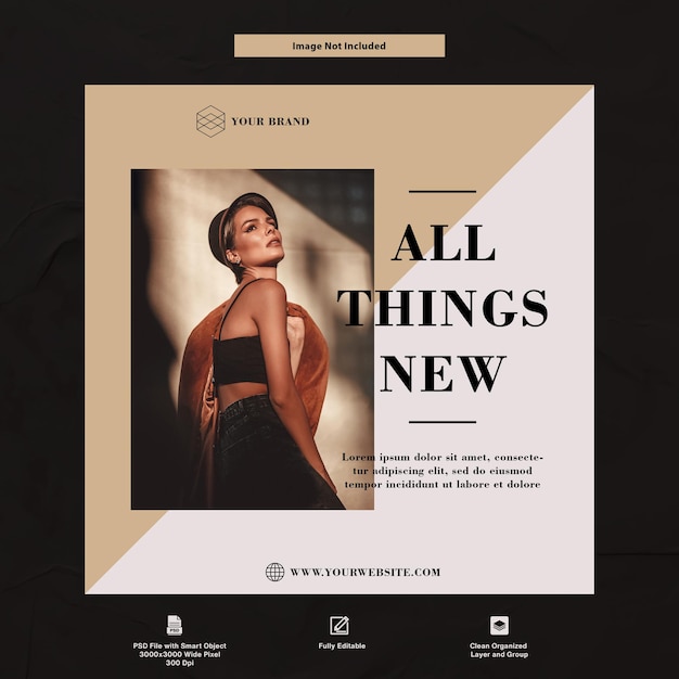 PSD beauty and luxury fashion instagram social media template premium