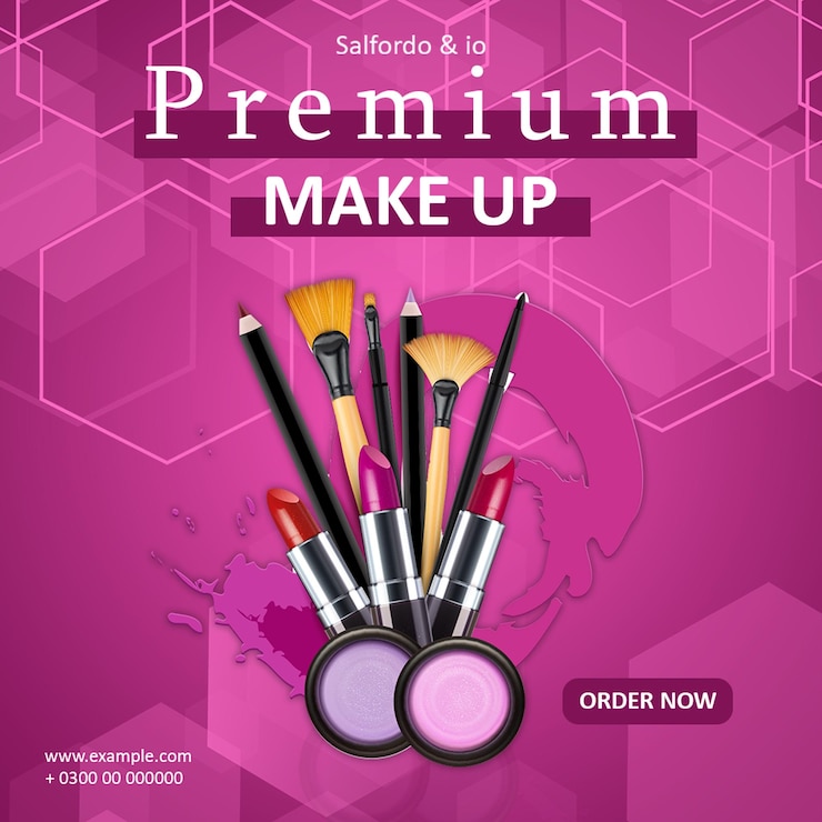 PSD beauty makeup post design for social media