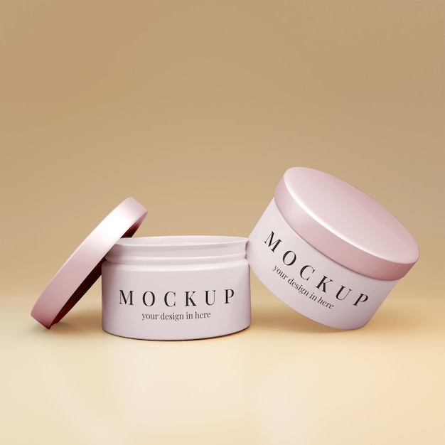 Beauty mockup skincare con sfondo crema