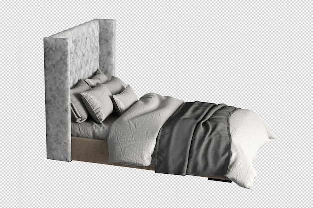 PSD beauty modern bed in 3d rendering isolated