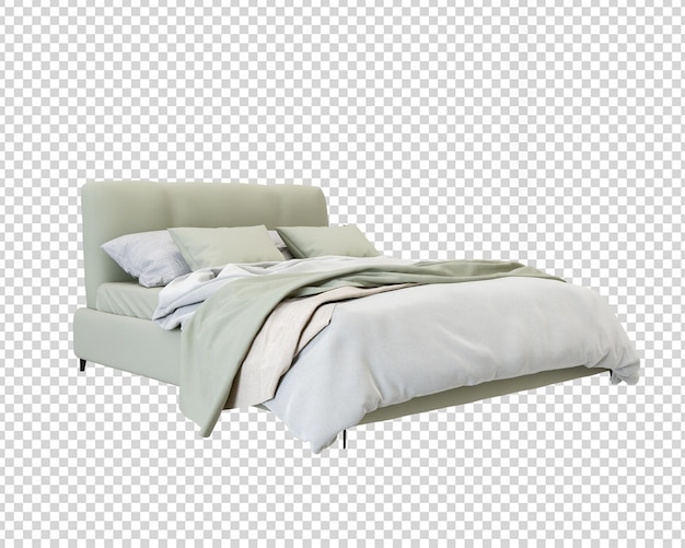 PSD letto moderno di bellezza nel rendering 3d isolato