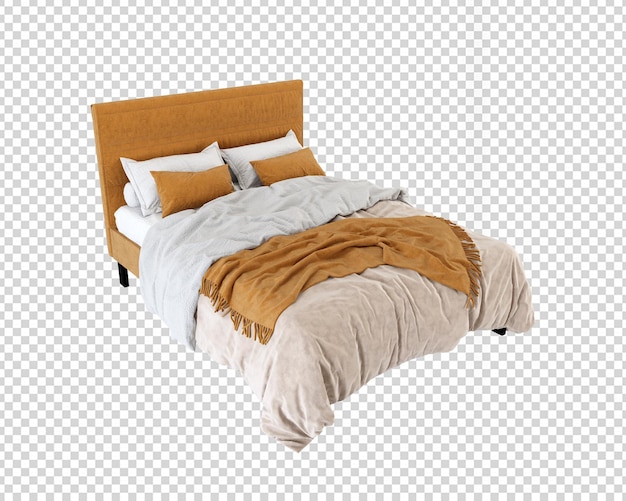 PSD letto moderno di bellezza nel rendering 3d isolato