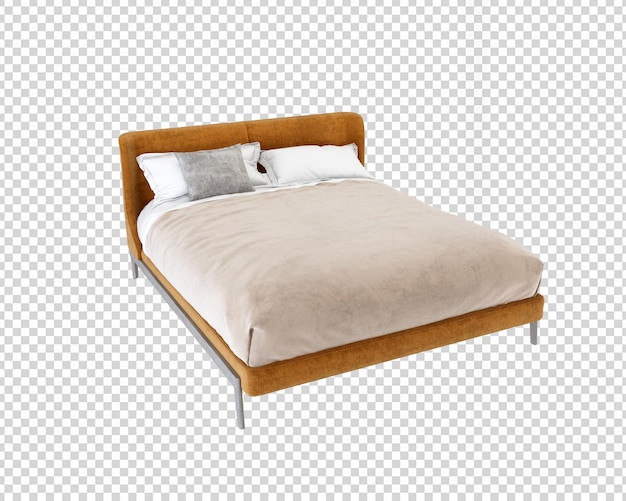 PSD Современная кровать красоты в 3d-рендеринге изолирована